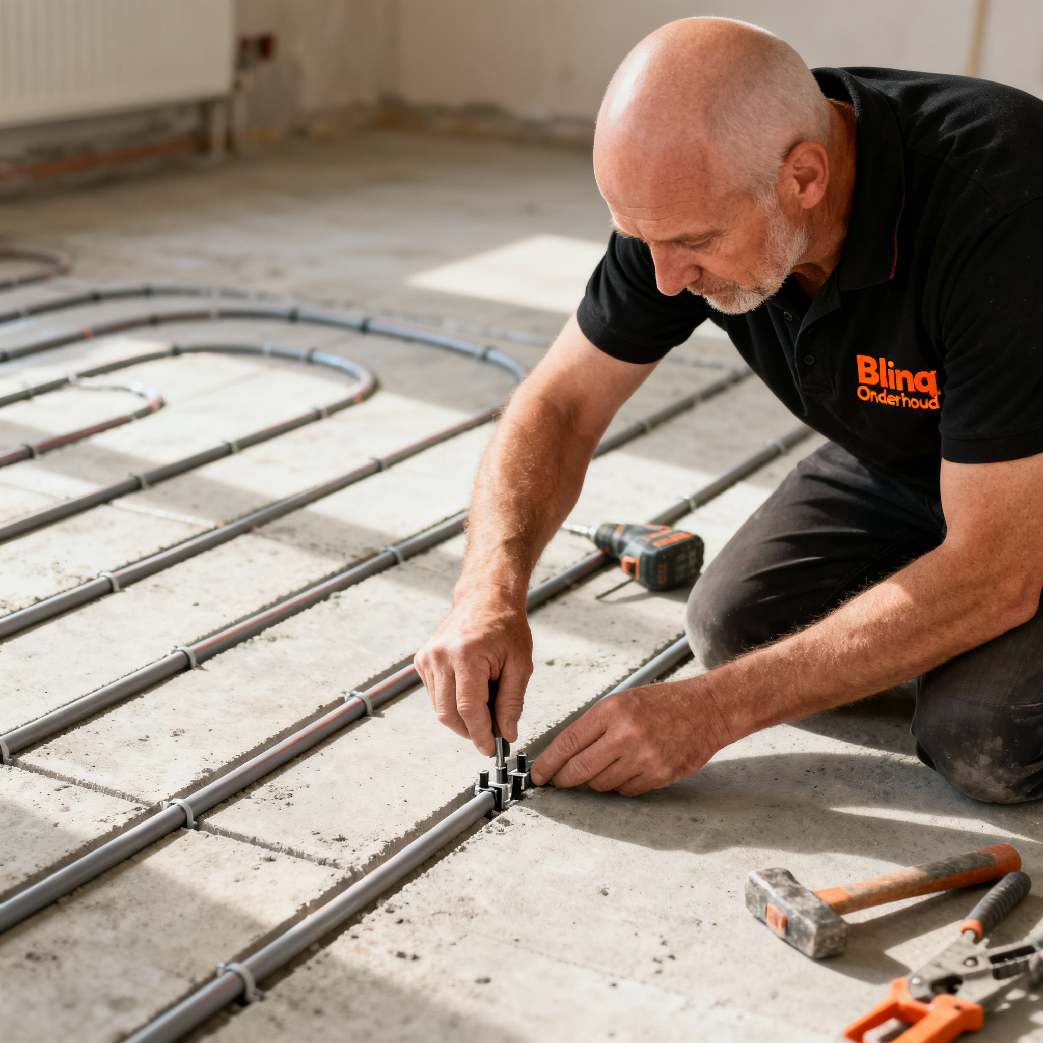 Vloerverwarming er in leggen
